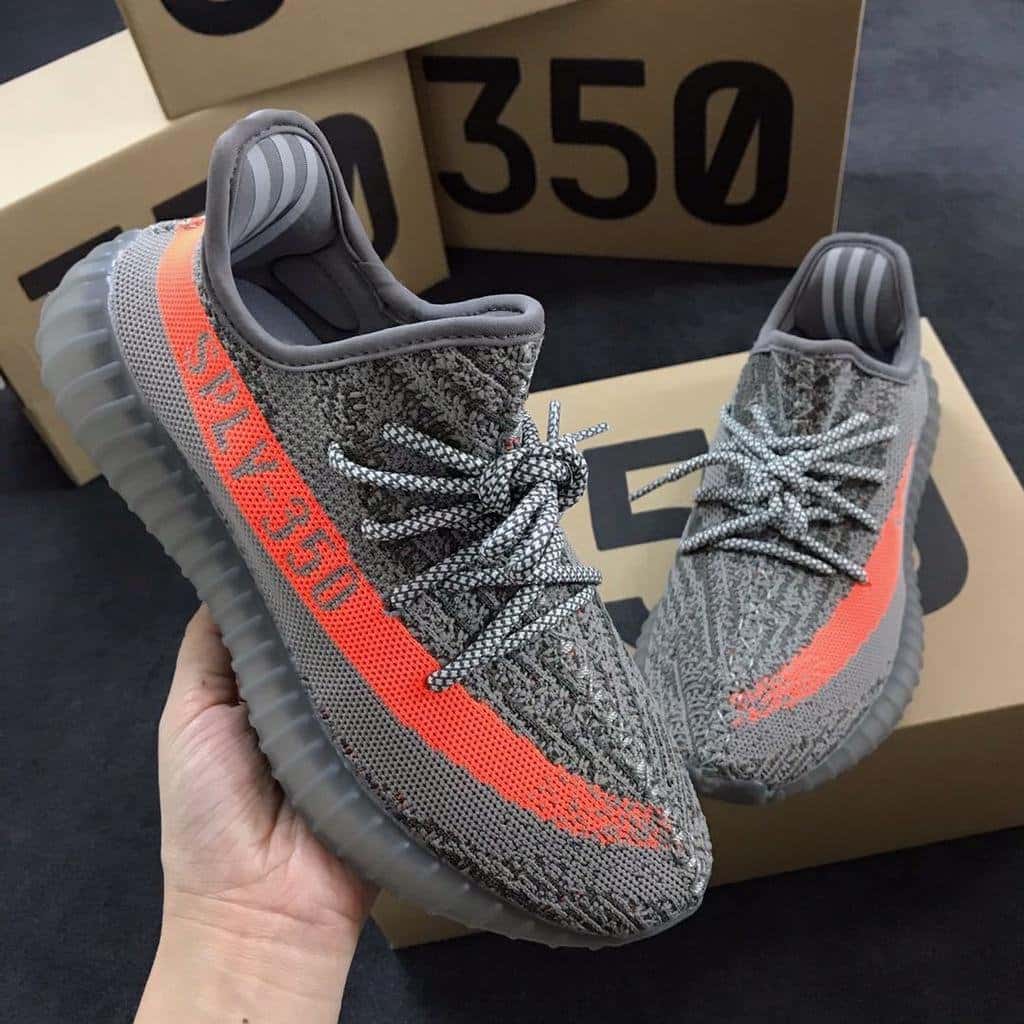 Branded Yeezy Boost 350 V2 Grey Orange Sneakers Luxzon